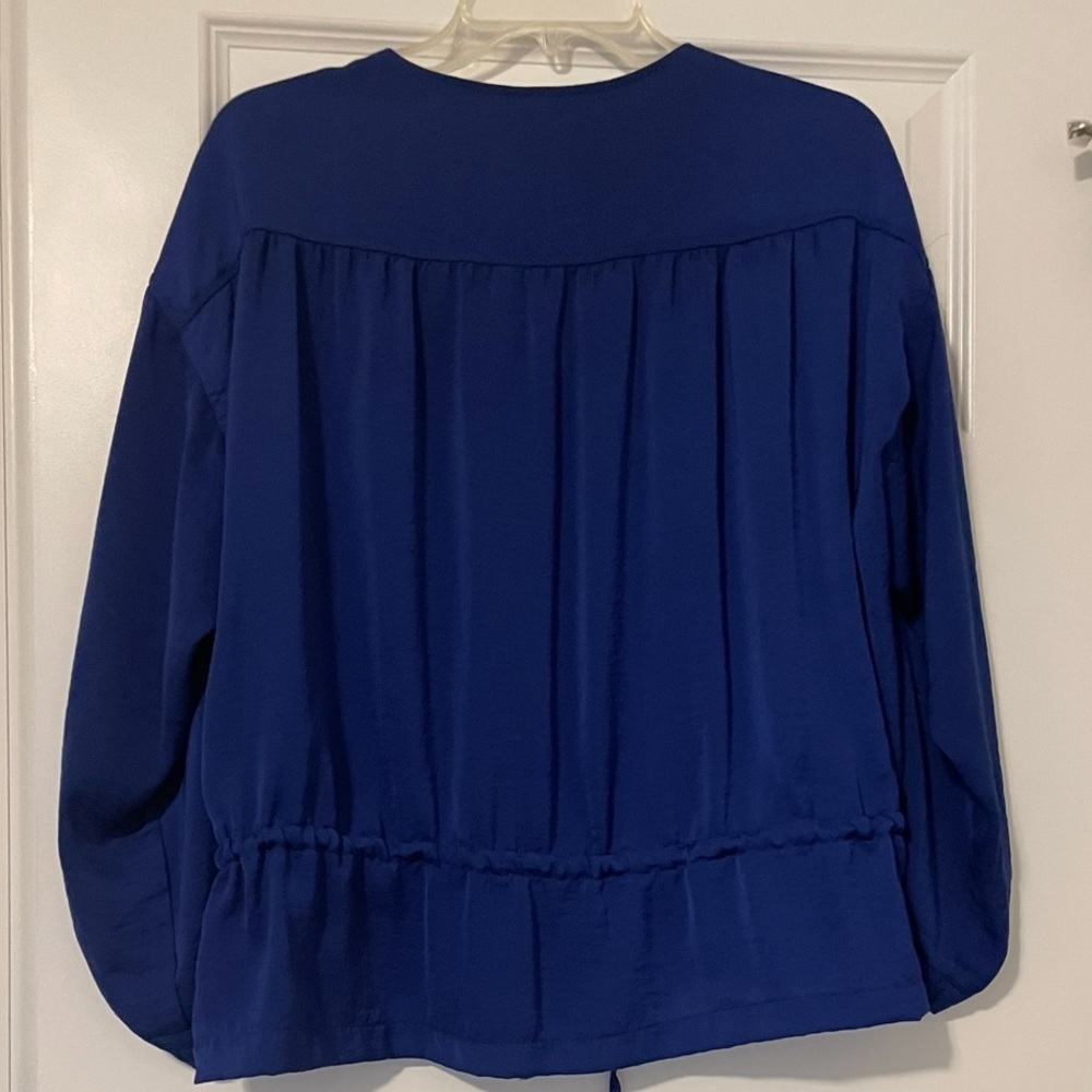 Ruby Rd. Blue Lightweight zip-up jacket with adjustable drawstring pull @ waist - Picture 14 of 15